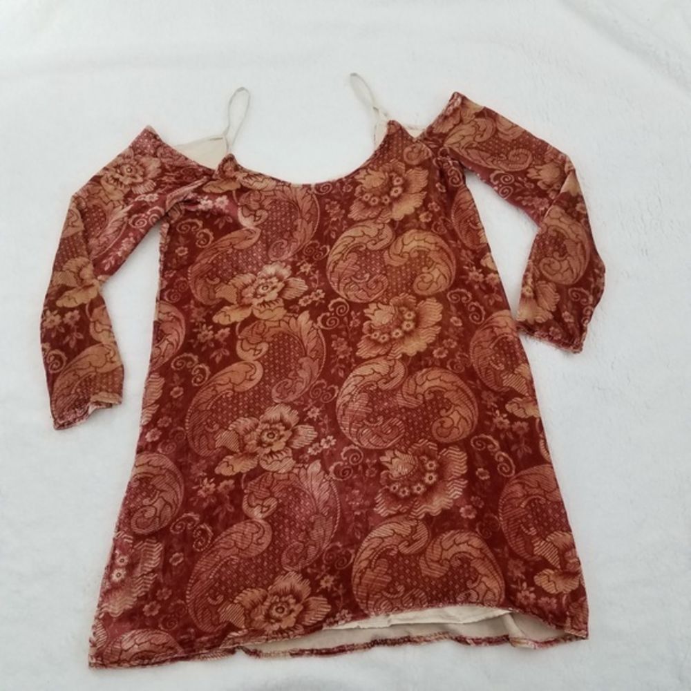 Chaser Dress XS Velvet Pink Floral Cold‎ Shoulder M